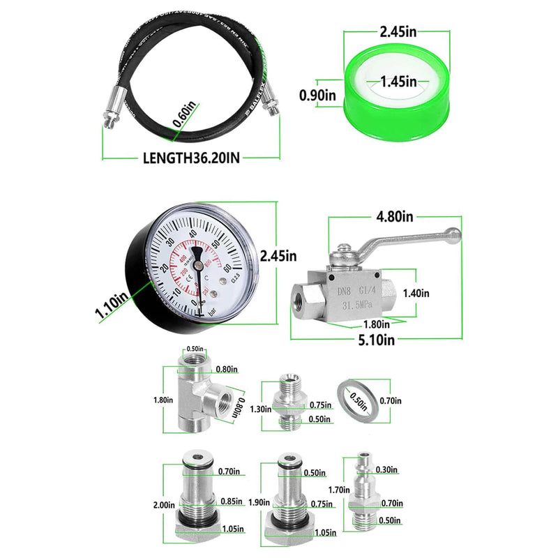 Ford 6.0L-7.3LPowerstroke Diesel High Pressure Oil System IPR Air Test With gauge Tool kit